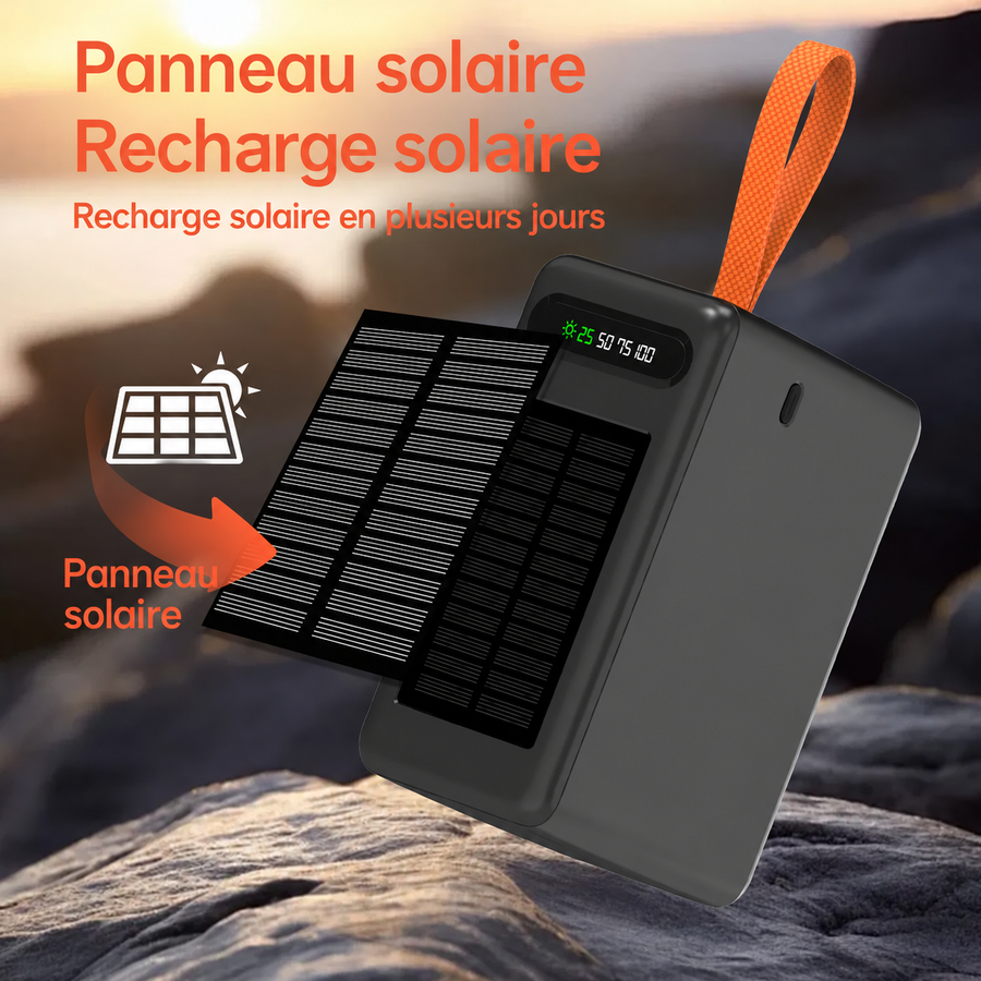 Batterie externe solaire ASPOR A377 – 80 000 mAh – 22,5 W.