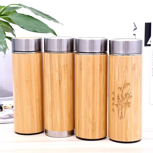Thermos Moderne en Bambou Acier Inoxydable
