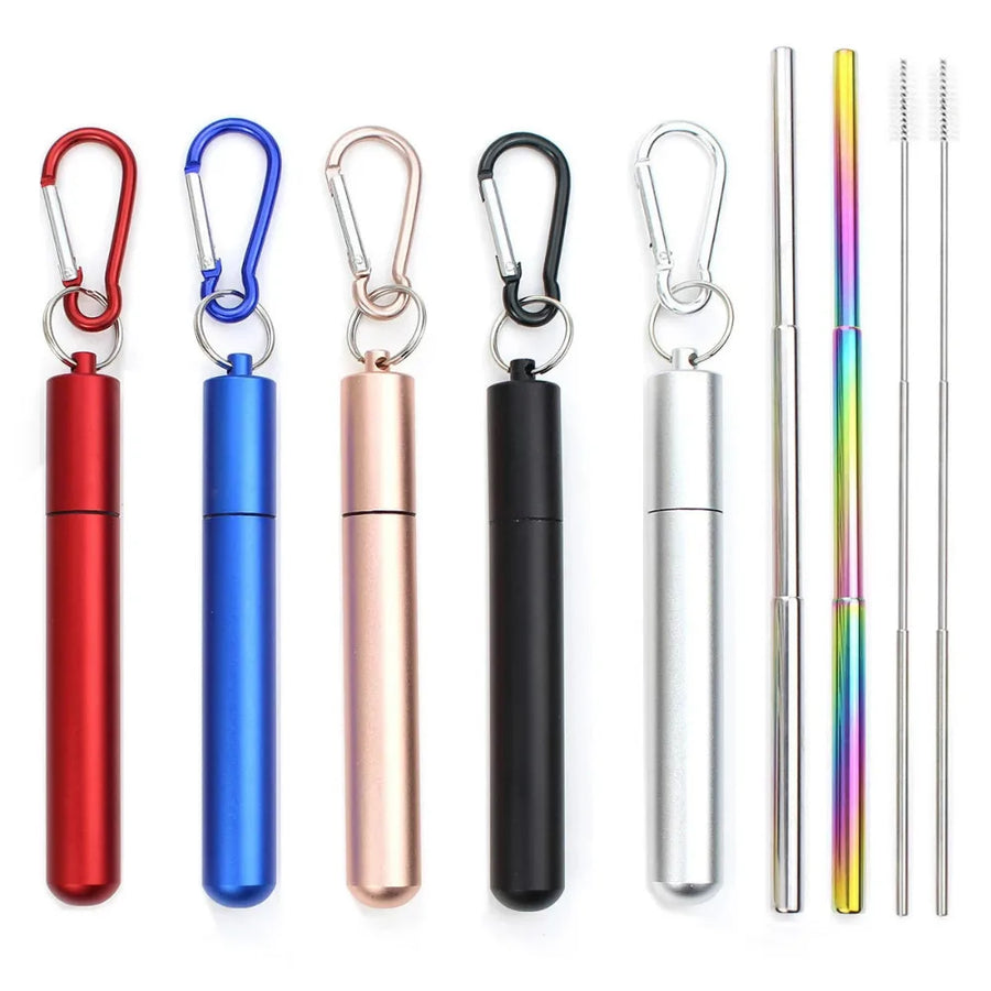Pailles Réutilisables Télescopique en inox alimentaire personnalisable